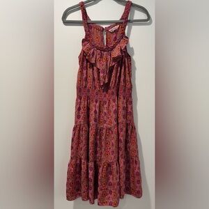 Rebecca Taylor Pink Floral A-Line Silk Dress - Sz 8 - Boho Festival Cottagecore